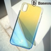 Baseus пластиковый чехол накладка для iPhone Xs / X – Желтый и голубой градиент
