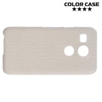 Чехол кейс обтянутый кожей крокодила для LG Nexus 5X - Белый