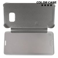 Чехол книжка ColorCase с функцией Clear View Cover для Samsung Galaxy S6 Edge Plus - Серебряный