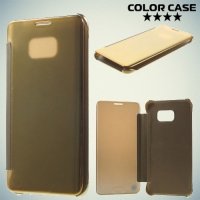 Чехол книжка ColorCase с функцией Clear View Cover для Samsung Galaxy S6 Edge Plus - Золотой