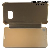 Чехол книжка ColorCase с функцией Clear View Cover для Samsung Galaxy S6 Edge Plus - Золотой