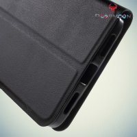 Чехол книжка для Huawei Honor 5X с скрытой боковой магнитной застежкой - Черный