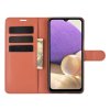 Чехол книжка для Samsung Galaxy A32 отделения для карт и подставка Коричневый