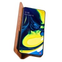 Чехол книжка для Samsung Galaxy A80 / A90 с магнитом и отделением для карты - Коричневый