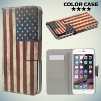 Чехол книжка для телефона 5.2-5.5 дюйма универсальный с рисунком - Американский флаг