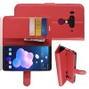 Чехол книжка кошелек с отделениями для карт и подставкой для HTC U12 Plus - Красный