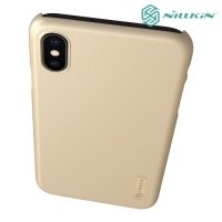 Чехол накладка Nillkin Super Frosted Shield для iPhone Xs / X - Золотой