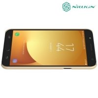 Чехол накладка Nillkin Super Frosted Shield для Samsung Galaxy J7 Neo - Золотой