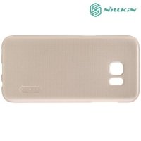 Чехол накладка Nillkin Super Frosted Shield для Samsung Galaxy S7 Edge - Золотой