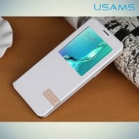 Чехол USAMS Muge S View Cover с умным окном для Samsung Galaxy Edge Plus - Белый