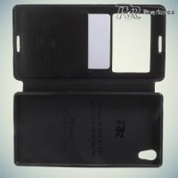Чехол книжка с окном для Sony Xperia Z5 из экокожи RoarKorea - Черный
