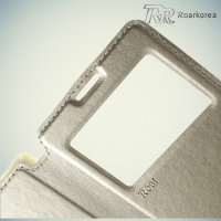 Чехол книжка с окном для Sony Xperia Z5 из экокожи RoarKorea - Золотой
