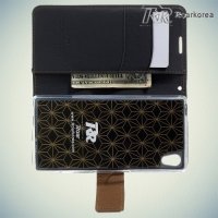 Чехол книжка для Sony Xperia Z5 Кошелек RoarKorea - Черный