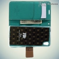 Чехол книжка для Sony Xperia Z5 Кошелек RoarKorea - Зеленый