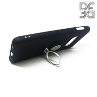 DF Силиконовый чехол с кольцом для пальца для Samsung Galaxy S10e встроенный металлический лист для магнитного держателя Черный
