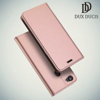 Dux Ducis чехол книжка для Oppo F7 с магнитом и отделением для карты цвета розовое золото