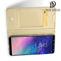 Dux Ducis чехол книжка для Samsung Galaxy A6 Plus 2018 с магнитом и отделением для карты - Золотой