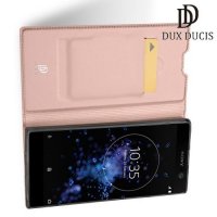 Dux Ducis чехол книжка для Sony Xperia XA2 Plus с магнитом и отделением для карты - Розовое Золото