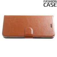 Fashion Case чехол книжка флип кейс для HTC U11 Plus - Коричневый