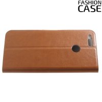 Fashion Case чехол книжка флип кейс для Huawei Honor 7X - Коричневый