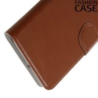 Fasion Case чехол книжка флип кейс для Lenovo K6 / K6 Power - Коричневый