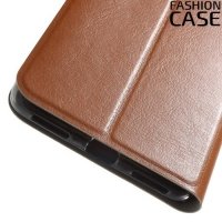 Fasion Case чехол книжка флип кейс для Lenovo K6 Note - Коричневый