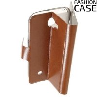Fasion Case чехол книжка флип кейс для LG K3 k100ds - Коричневый
