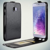 Флип чехол книжка вертикальная для Samsung Galaxy J4 2018 SM-J400F - Черный