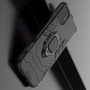Hybrid Armor Ring Противоударный защитный двухслойный чехол с кольцом под палец подставкой держателем для iPhone 11 Черный