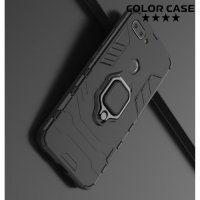 Hybrid Armor Ring Противоударный защитный двухслойный чехол с кольцом под палец подставкой держателем для Xiaomi Mi 8 Lite Черный