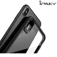 IPAKY Hybrid Прозрачный чехол с силиконовым бампером для iPhone Xs / X - Черный