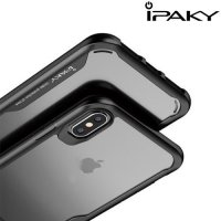 iPaky Hybrid прозрачный двухкомпонентный пластиковый чехол для iPhone Xs Max - черная силиконовая рамка