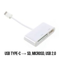 OTG конвертер переходник 3в1 USB Type-C в SD, MicroSD, USB