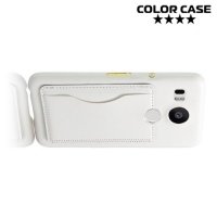 Кожаный кейс накладка с подставкой на LG Nexus 5X - Белый