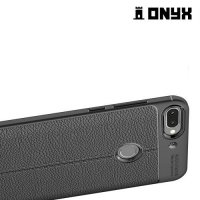 Leather Litchi силиконовый чехол накладка для HTC Desire 12 Plus - Черный