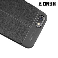 Leather Litchi силиконовый чехол накладка для Huawei Y5 Prime 2018 - Черный