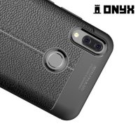 Leather Litchi силиконовый чехол накладка для Huawei Y9 2019 - Черный