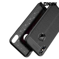 Leather Litchi силиконовый чехол накладка для iPhone XS Max - Черный