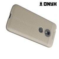 Leather Litchi силиконовый чехол накладка для Motorola Moto G7 Play - Серый