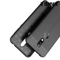 Leather Litchi силиконовый чехол накладка для Nokia 7.1 - Черный