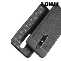 Leather Litchi силиконовый чехол накладка для Nokia 6.1 Plus / X6 2018 - Черный