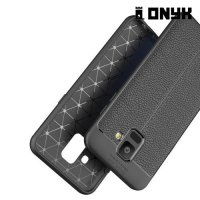 Leather Litchi силиконовый чехол накладка для Samsung Galaxy A6 2018 - Черный