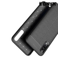 Leather Litchi силиконовый чехол накладка для Samsung Galaxy A70 - Черный