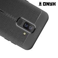 Leather Litchi силиконовый чехол накладка для Samsung Galaxy J8 2018 - Черный