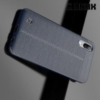 Leather Litchi силиконовый чехол накладка для Samsung Galaxy M10 - Синий