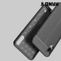 Leather Litchi силиконовый чехол накладка для Samsung Galaxy M10 - Черный