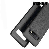 Leather Litchi силиконовый чехол накладка для Samsung Galaxy S10 - Черный