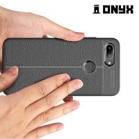 Leather Litchi силиконовый чехол накладка для Xiaomi Mi 8 Lite - Черный