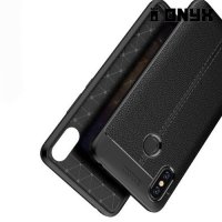 Leather Litchi силиконовый чехол накладка для Xiaomi Mi Max 3 - Черный