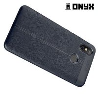 Leather Litchi силиконовый чехол накладка для Xiaomi Mi Max 3 - Синий